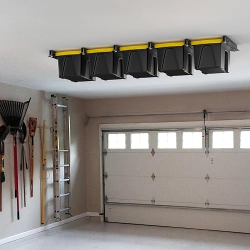 torack garage 16" studs ceiling bin storage rack shown in use
