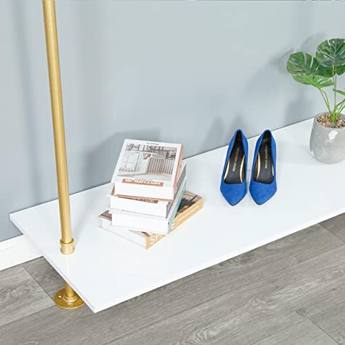 modern simple 2 tier metal and wood garment, view 9