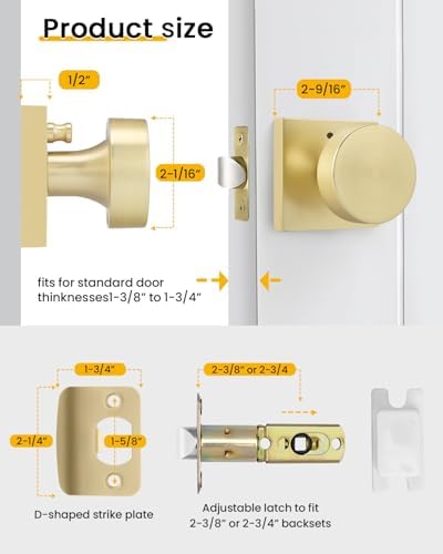 goldenwarm brushed gold door knobs interior, gold privacy, package contents