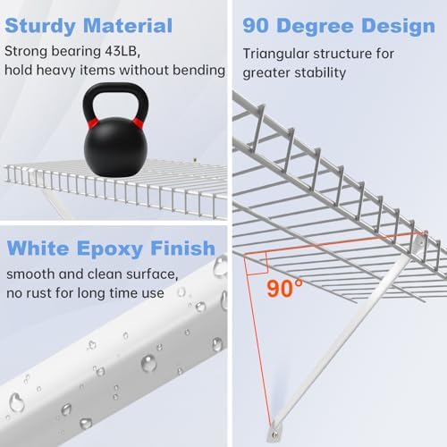 12 inch wire shelf brackets set, 8 pack, side view