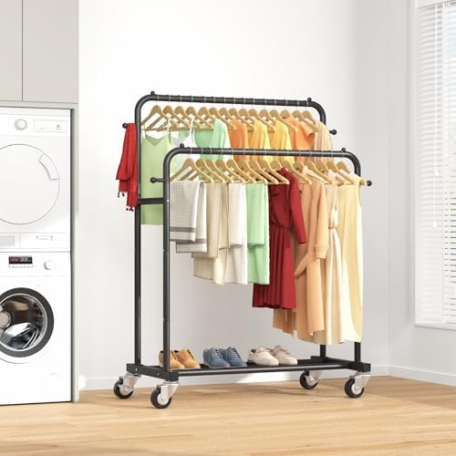 laiensia double rods garment rack with wheels, clothing, view 9