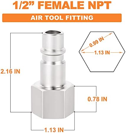 gasher 10pcs 1/2-inch npt female industrial air tool, side view