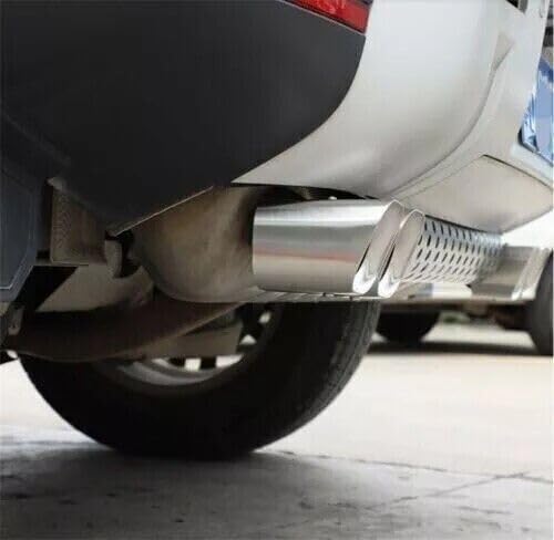 Khan Look Tail Pipe Throat fits for LR Defender 110 130 90 2020-2026 Dual Exhaust Pipe mask Exhaust Modification Decorative Accessories Stainless Steel Silver (2.0L)