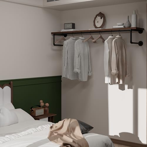 clothes rack 60in, wall mounted garment racks with, close-up detail
