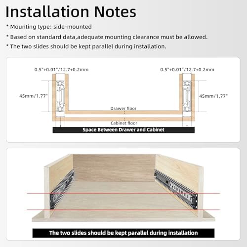5 pairs full extension drawer slides 12 inch, front angle view