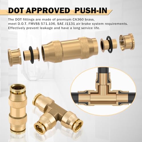 cheemuii 35pcs brass dot air line fittings kit, close-up detail