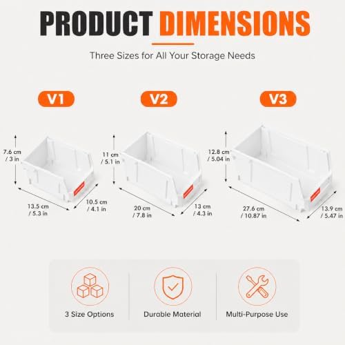 wall mounted storage bins, plastic hanging hardware organizer, front angle view