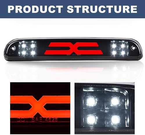 PIT66 LED 3rd Brake Light Fit Ford F250 F350 F450 F550 Super Duty 1999-2016 | Compatible with Ford Ranger 1993-2011/Fit Mazda B2300 B2500 B3000 B400 1995-2003, Smoky Lens Black Housing