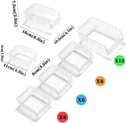 transparent garage organizer bins, 30pcs wall mounted storage, side view