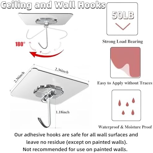 ddmy 100 pack heavy duty self adhesive hooks showing dimensions
