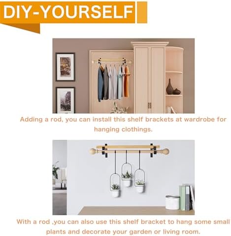 ezydecor closet rod bracket shelf brackets with hook, view 9