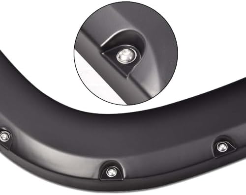 4pcs CNNELL Fender Flares Compatible With 2007-2013 GMC Sierra 1500 All Beds Smooth Black Pocket Rivet Style Paintable Wheel Flares Set