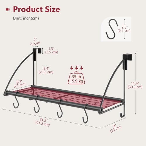 tajsoon 24.2" over the door hooks with storage, close-up detail