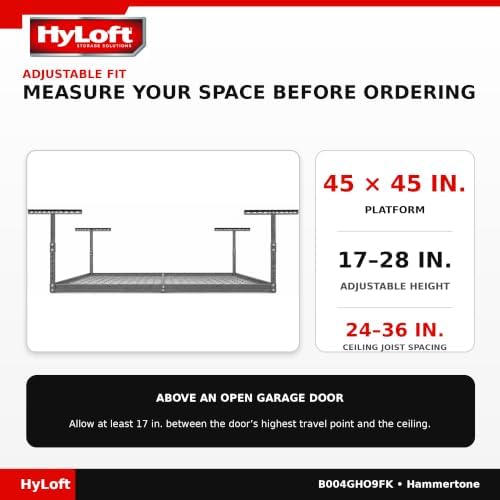 hyloft overhead steel garage storage system, ceiling rack on a desk or shelf