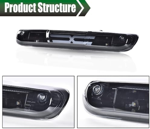 GRAND ORANGE LED 3rd Third Brake Light Compatible with Chevy Silverado/GMC Sierra 2500 3500 & HD Models 2007-2014 Tail Cargo Lamps, Smoky Lens Black Housing