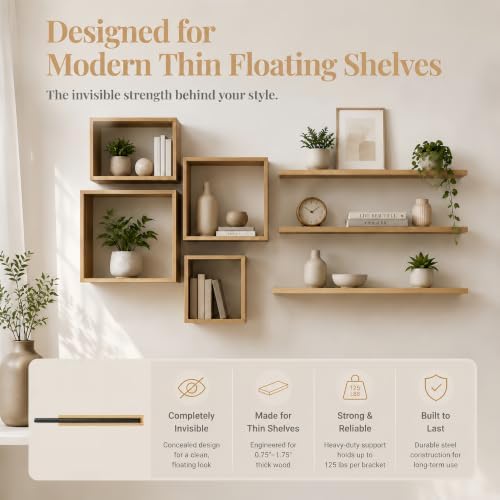 floating shelf bracket heavy duty,hidden shelf brackets wall shown in use