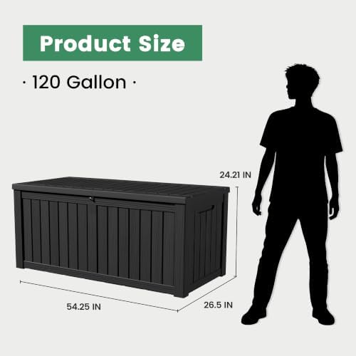 120 gallon outdoor storage box waterproof lockable resin shown in use