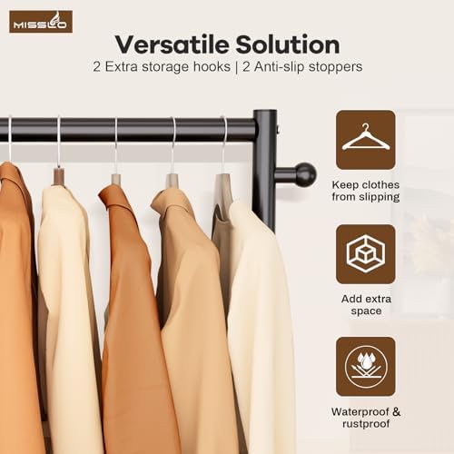 misslo clothes racks for hanging clothes 25mm metal, front angle view