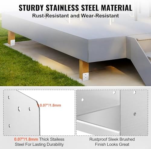 vevor post base, 10pcs 6"x 6" stainless steel, close-up detail