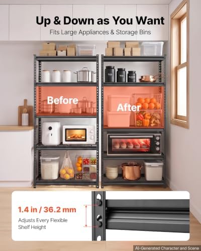 vevor storage shelves, 5-tier 2000 lbs garage shelving, package contents