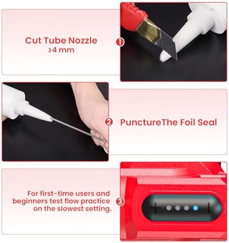 electric caulking gun, cordless caulk gun with 2x, front angle view