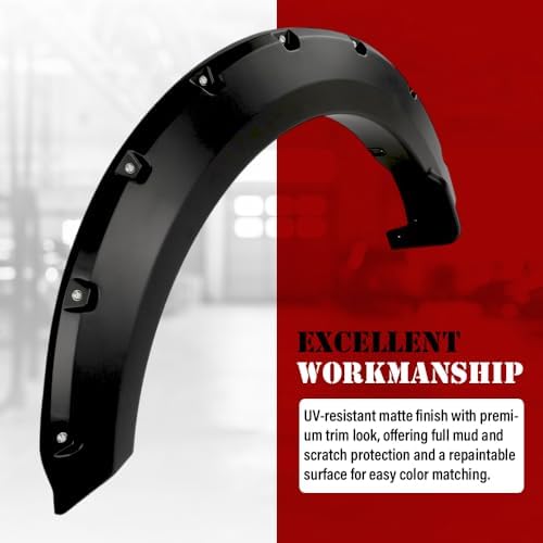 G-PLUS Fender Flares Fit Ford F150 2015-2017(67.1" 78.9" 97.6" Bed) | Fit Styleside Models,Not Fit w/68T Technology Package or Sensors for lane changing,Smooth Pocket Riveted Style,4PCS