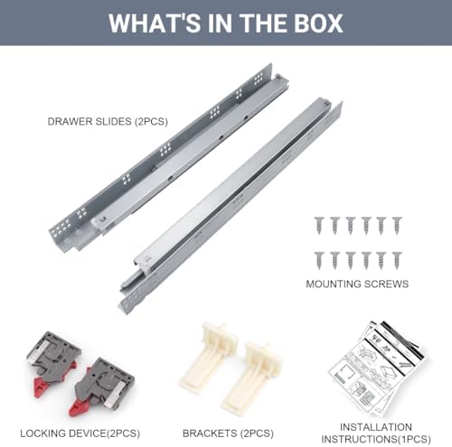10 pairs 21 inch undermount drawer slides, self, front angle view