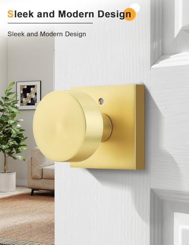 gobrico brushed gold privacy interior door knobs with shown in use