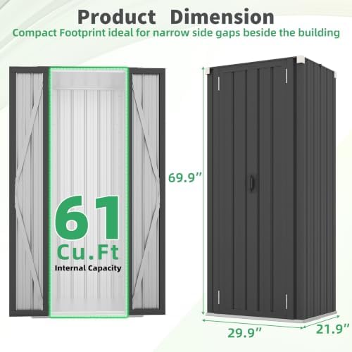 aecojoy outdoor storage cabinet waterproof, 70" vertical tall on a desk or shelf