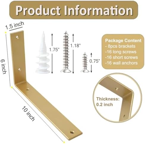 shelf brackets 10 inch wall l brackets 8pcs shown in use