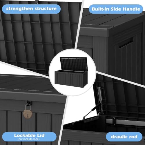outdoor storage box waterproof, 160 gallon deck box showing dimensions