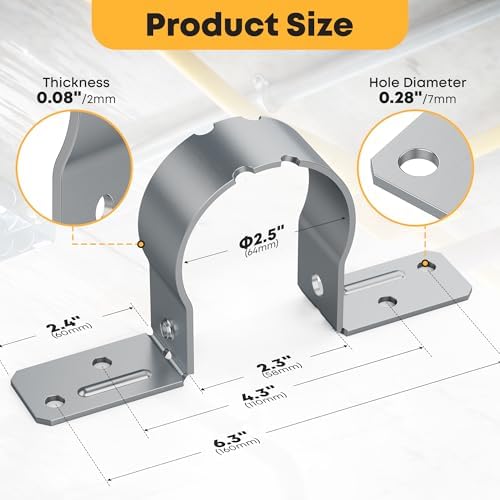 fence post brackets, 2-3/8 steel to wood fence shown in use