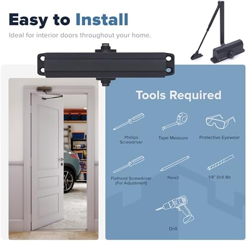 automatic door closer (black), fs-1306b residential hydraulic auto on a desk or shelf