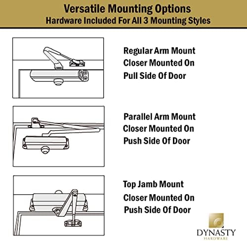 dynasty 4401 series door closer, sprayed duronotic bronze showing dimensions