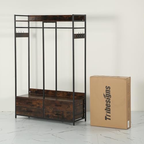 tribesigns freestanding closet organizer, garment rack with 4, view 9