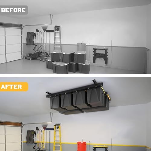 walmann overhead tote storage rails system, garage ceiling on a desk or shelf