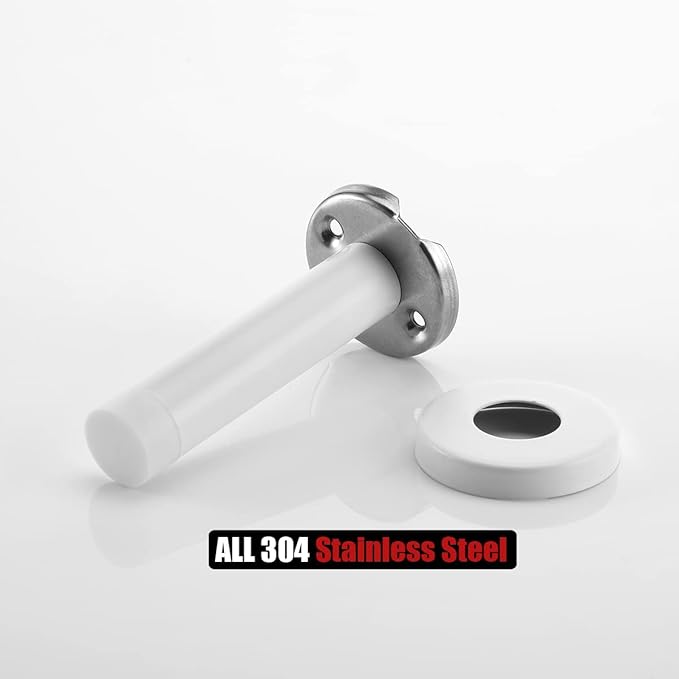 JQK Door Stopper White, 304 Stainless Steel Thicken 1mm Sound Dampening Door - Image 8