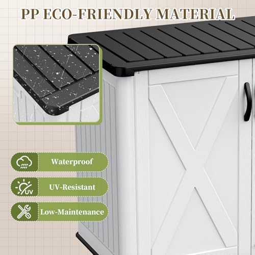 patiowell 26 cu.ft resin outdoor storage cabinet with, close-up detail