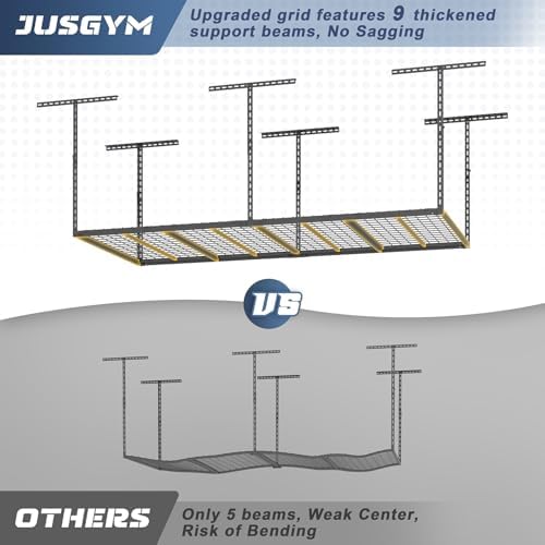 4x8ft overhead garage storage rack 750lbs capacity, 26"-40", close-up detail