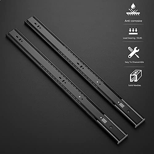 ravinte matte black soft close drawer slides 22 shown in use