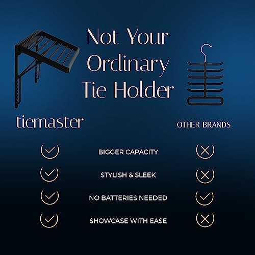 tiemaster wall mounted tie rack and scarf organizer, front angle view