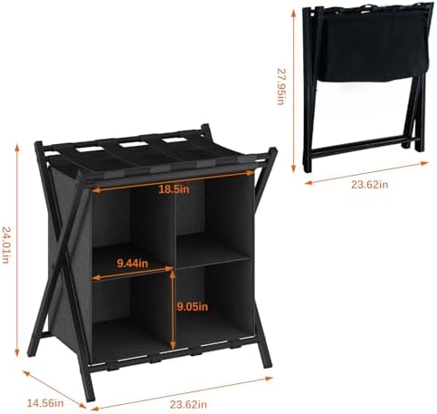 aboxoo luggage rack with storage, guest room folding, close-up detail