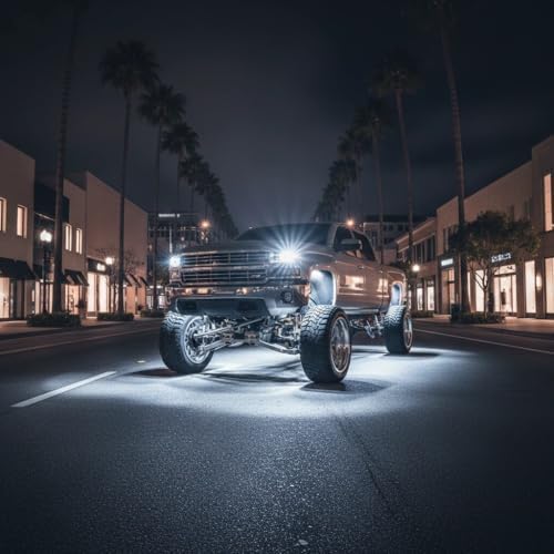 YONEDA 12 Pods White Rock Lights 6000K Pure White LED Underglow Lights IP68 Waterproof for Trucks SUV UTV ATV RZR Car Boats Motorcycle with 32.8ft Extension Wire