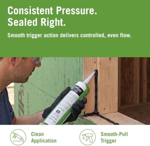 zip system liquid flash cartridge applicator, caulk gun, close-up detail
