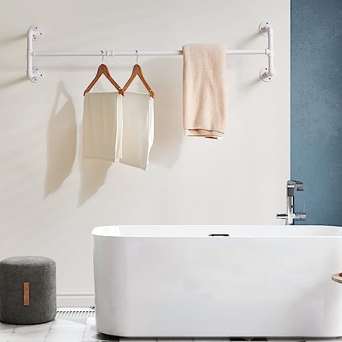 ibuyke 50" industrial pipe clothes rack wall mounted on a desk or shelf