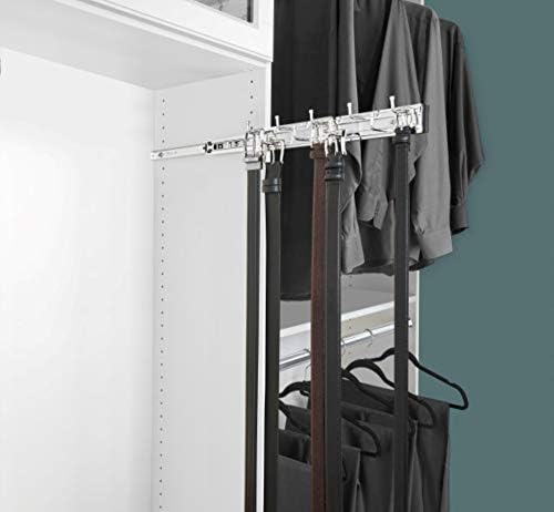 rev-a-shelf sliding belt rack for closets, min opening, side view