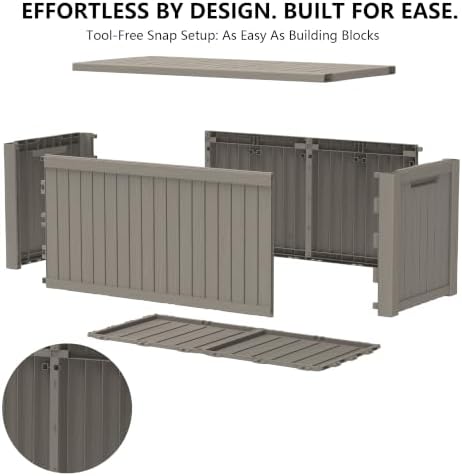 outdoor storage box,200 gallon waterproof deck box [upgraded, front angle view