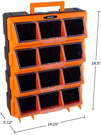 stalwart plastic storage drawers for garage organization, black shown in use