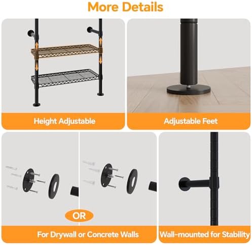 higeego w4 wall mounted clothes rack, industrial pipe on a desk or shelf
