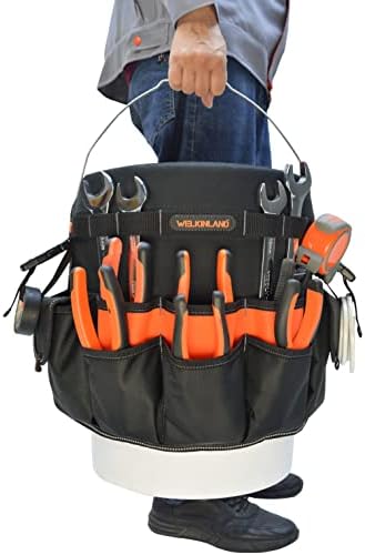 welkinland 5 gallon bucket tool organizer, 47-pocket 15l, side view